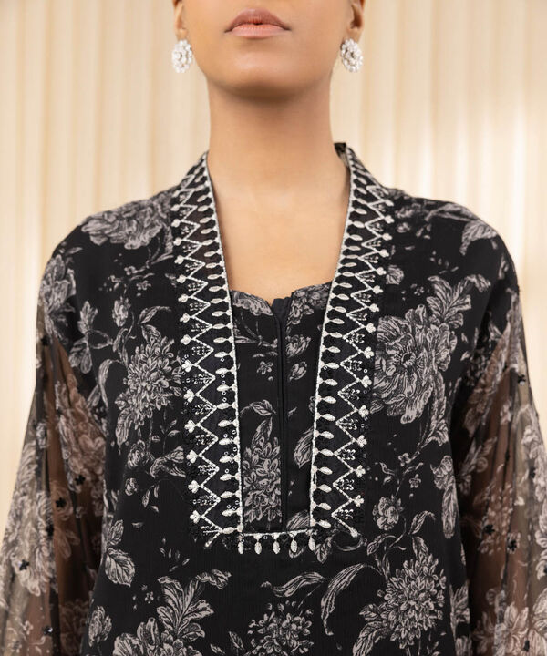 Sapphire Embroidered Chiffon Suit