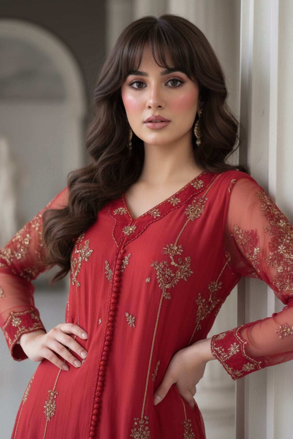 3-PC Embroidered Organza Suit by Charizma
