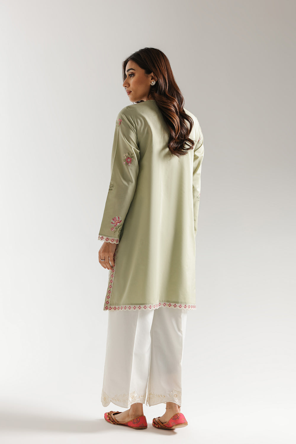 Ethnic Embroidered 2pc Suit Apple Green - Detail