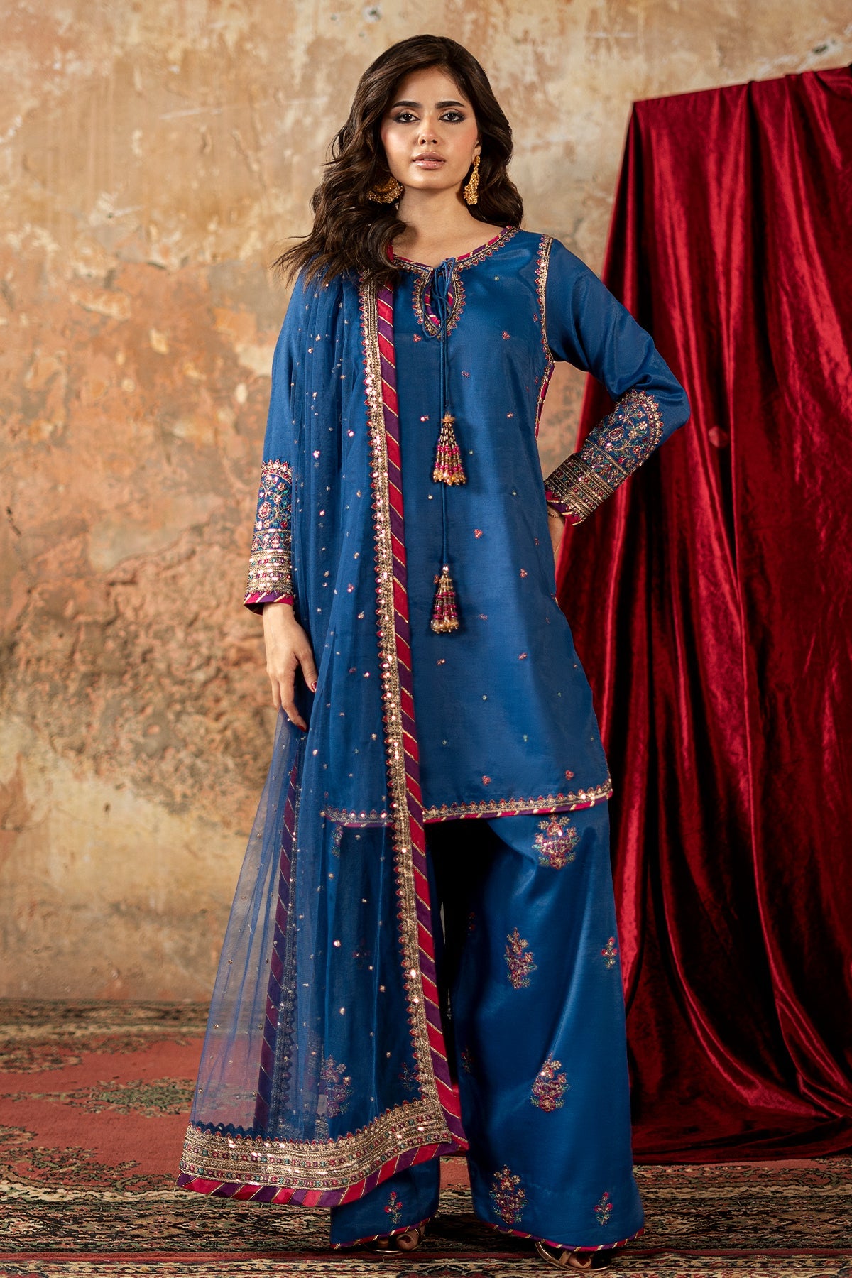 3-PC Embroidered Suit by Charizma