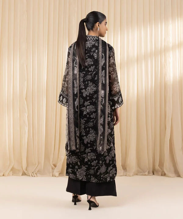 Sapphire Embroidered Chiffon Suit