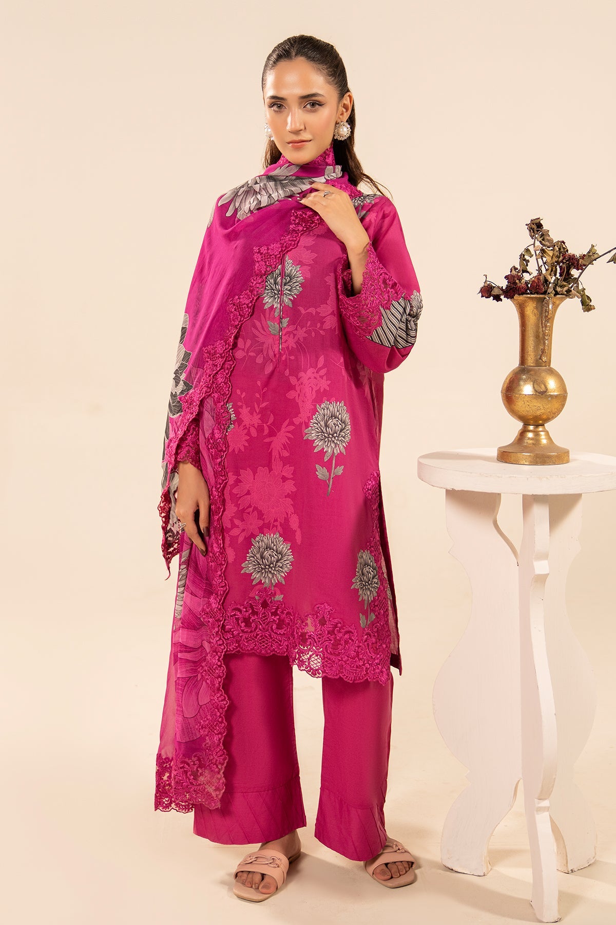 3-PC Embroidered Lawn Suit By Charizma