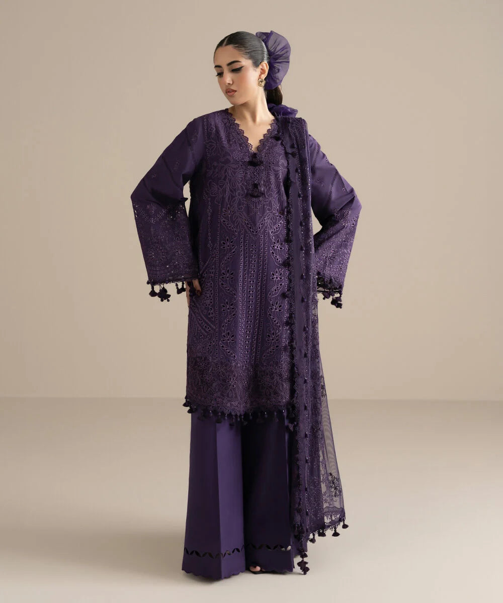 Sapphire Embroidered Organza Suit