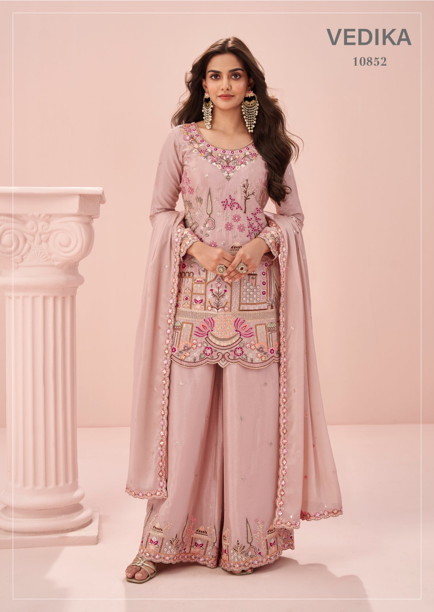 Indian Chinon Silk Sharara Suit