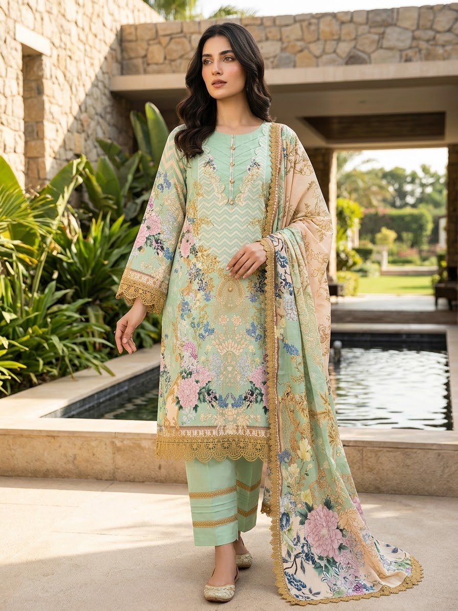 Jade Urbane Embroidered Lawn
