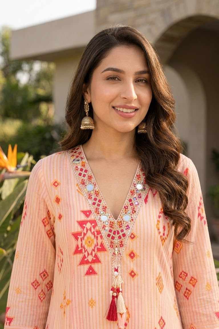 Mal Chanderi Embroidered Co-Ord Set