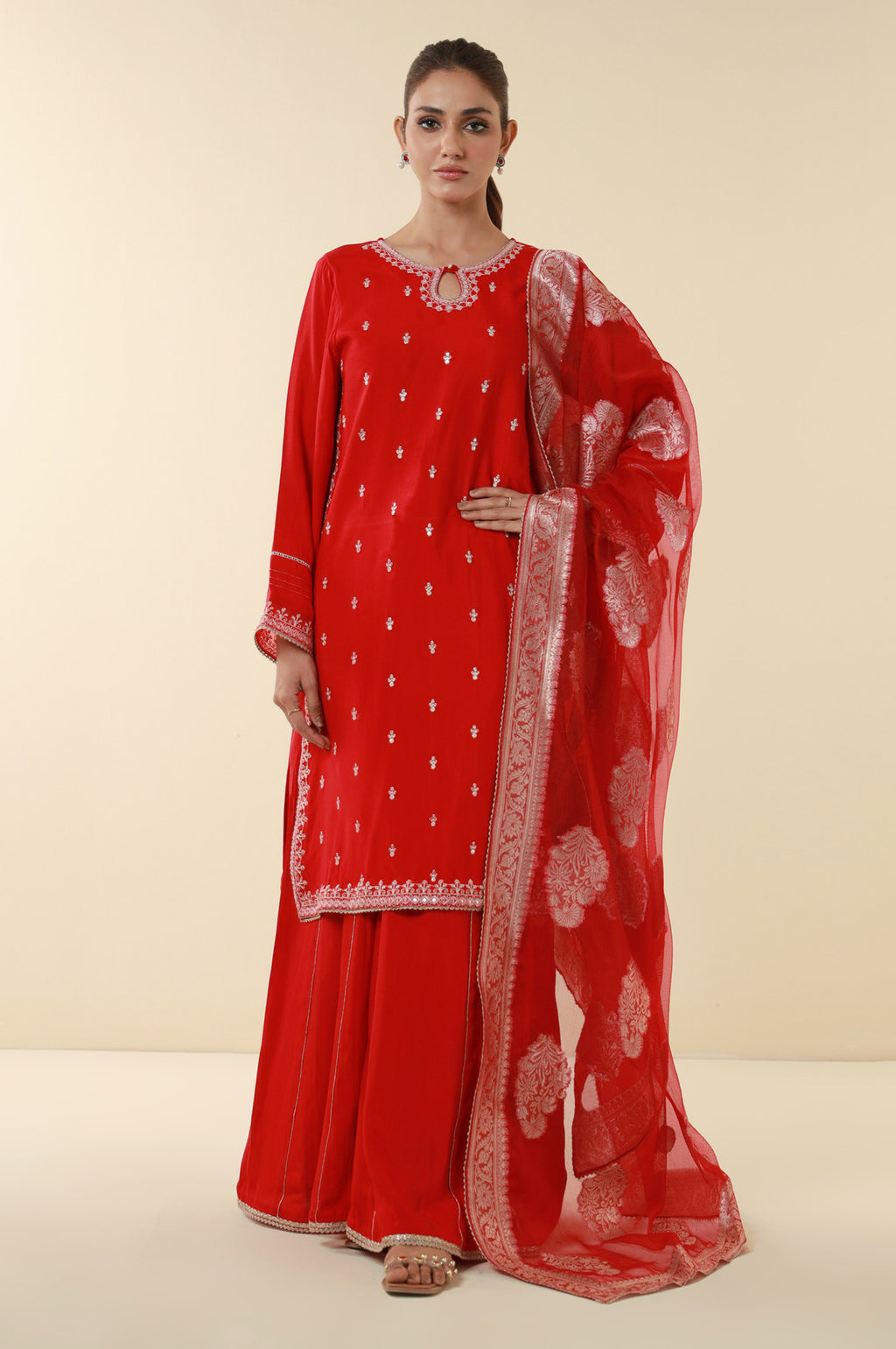 3-PC Embroidered Lawn by Zeen
