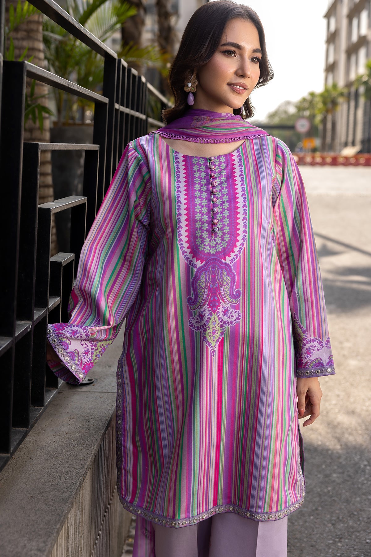 3-PC Embroidered Lawn Suit by Charizma