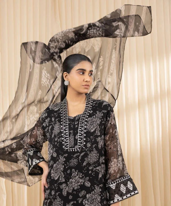 Sapphire Embroidered Chiffon Suit