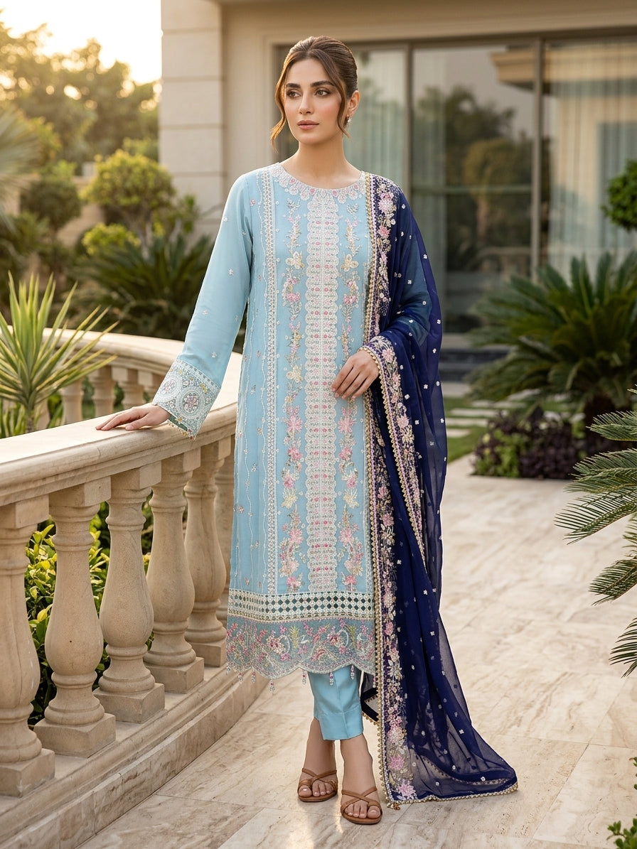 Luxury Chiffon Embroidered Party Wear