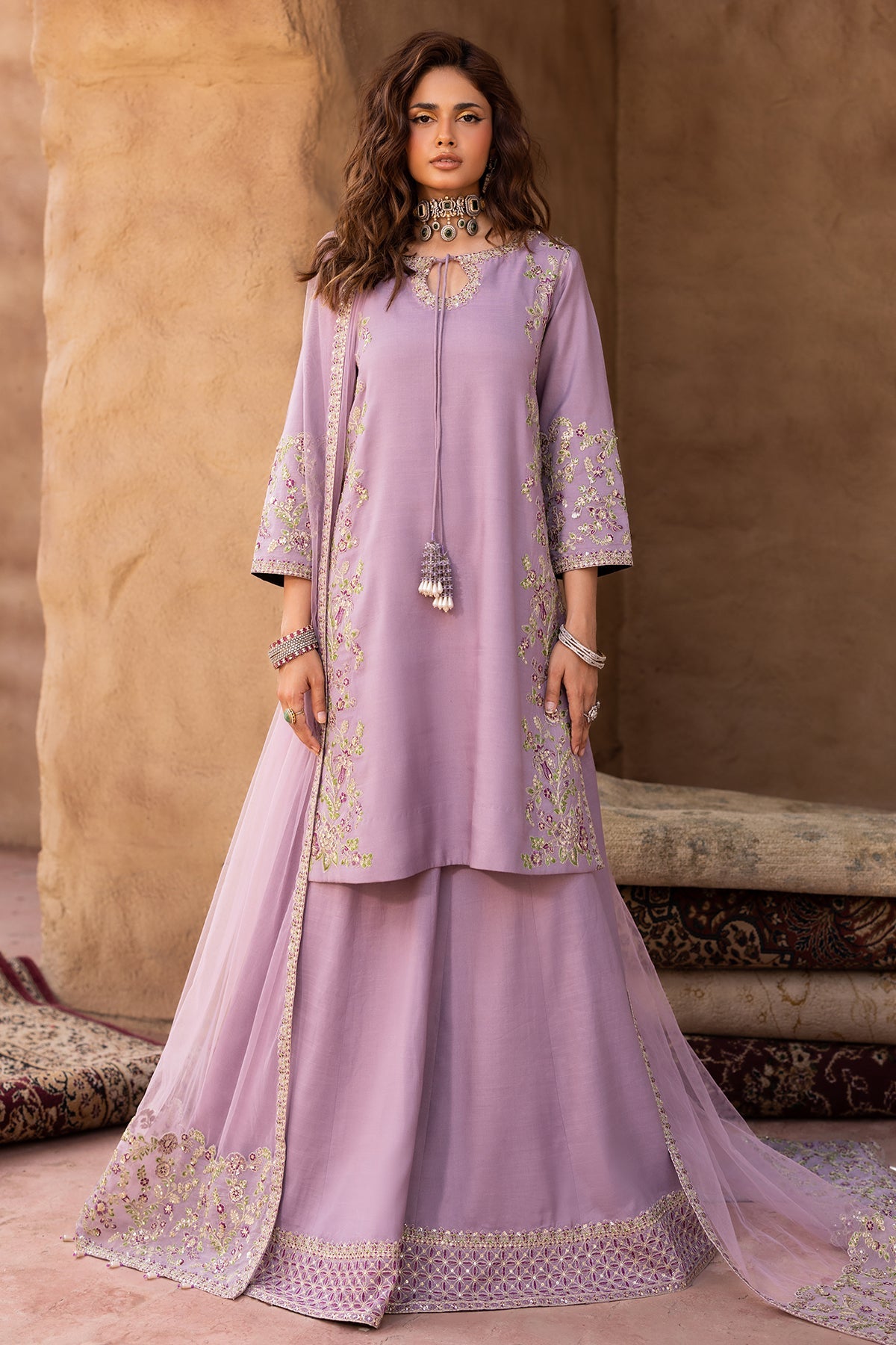3-PC Embroidered Suit by Charizma