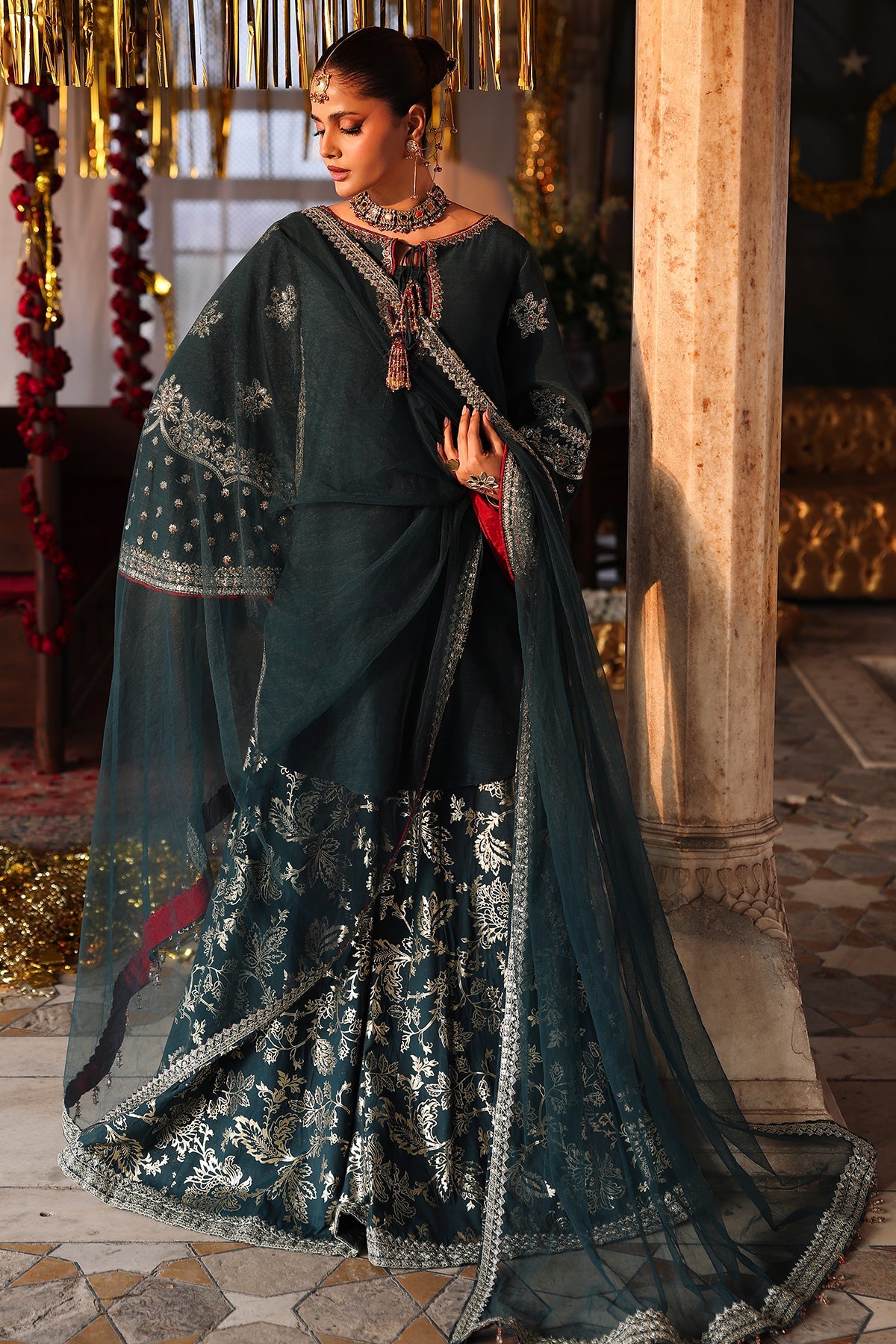 3-PC Embroidered Raw-Silk Suit By Charizma