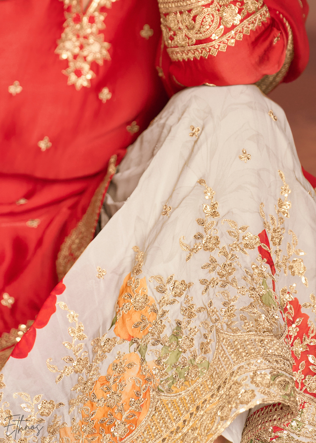 Candy Red Chinon Silk Sharara Suit