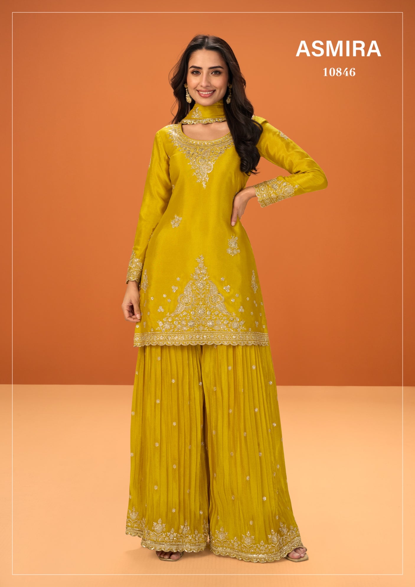 Indian Chinon Silk Sharara Suit