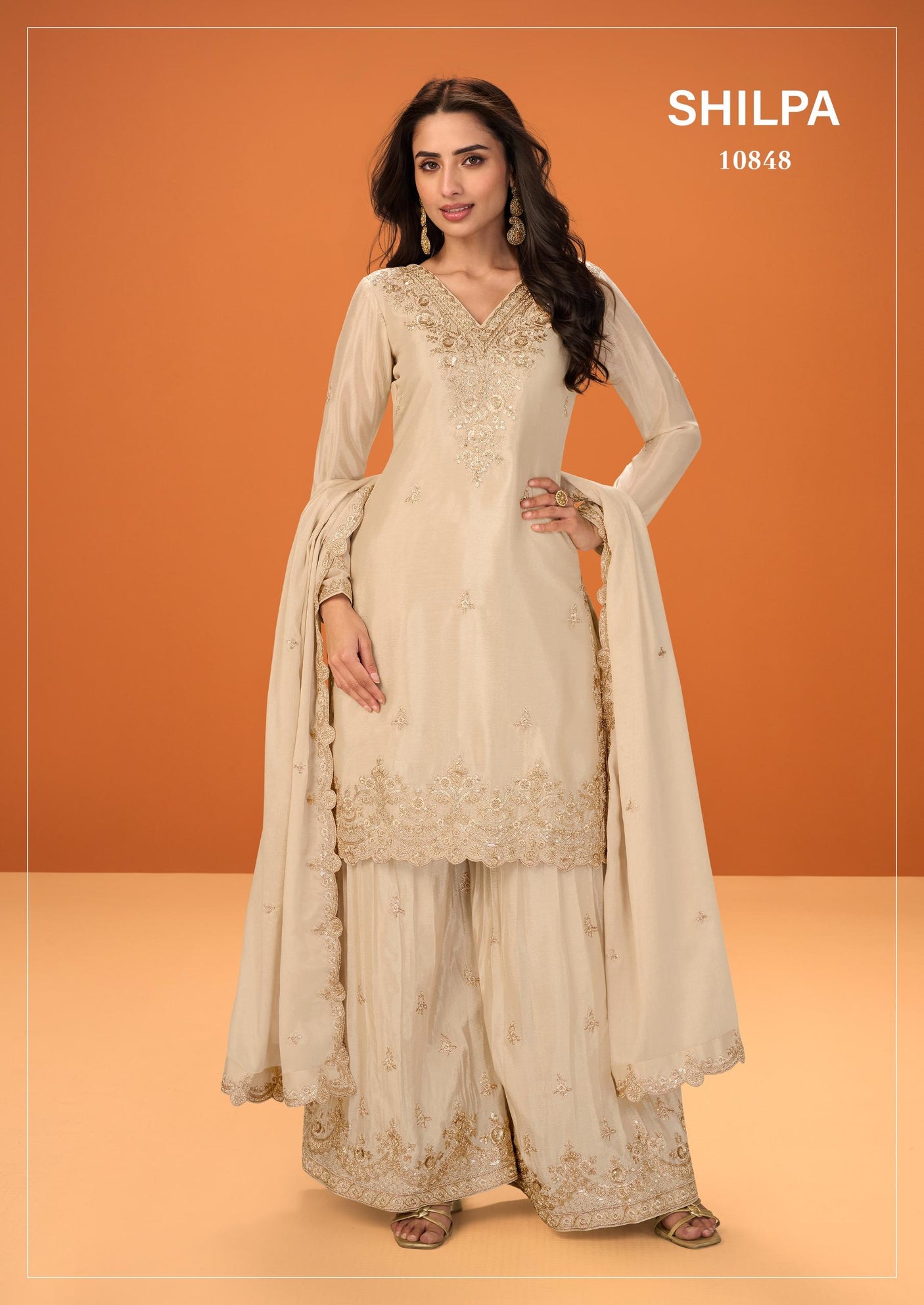 Indian Chinon Silk Sharara Suit