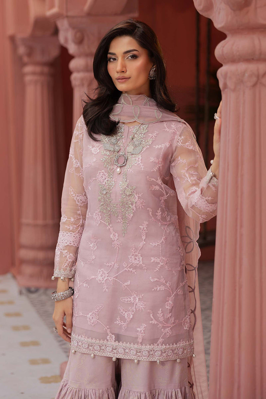 Maria. B. Embroidered Cotton Silk Suit
