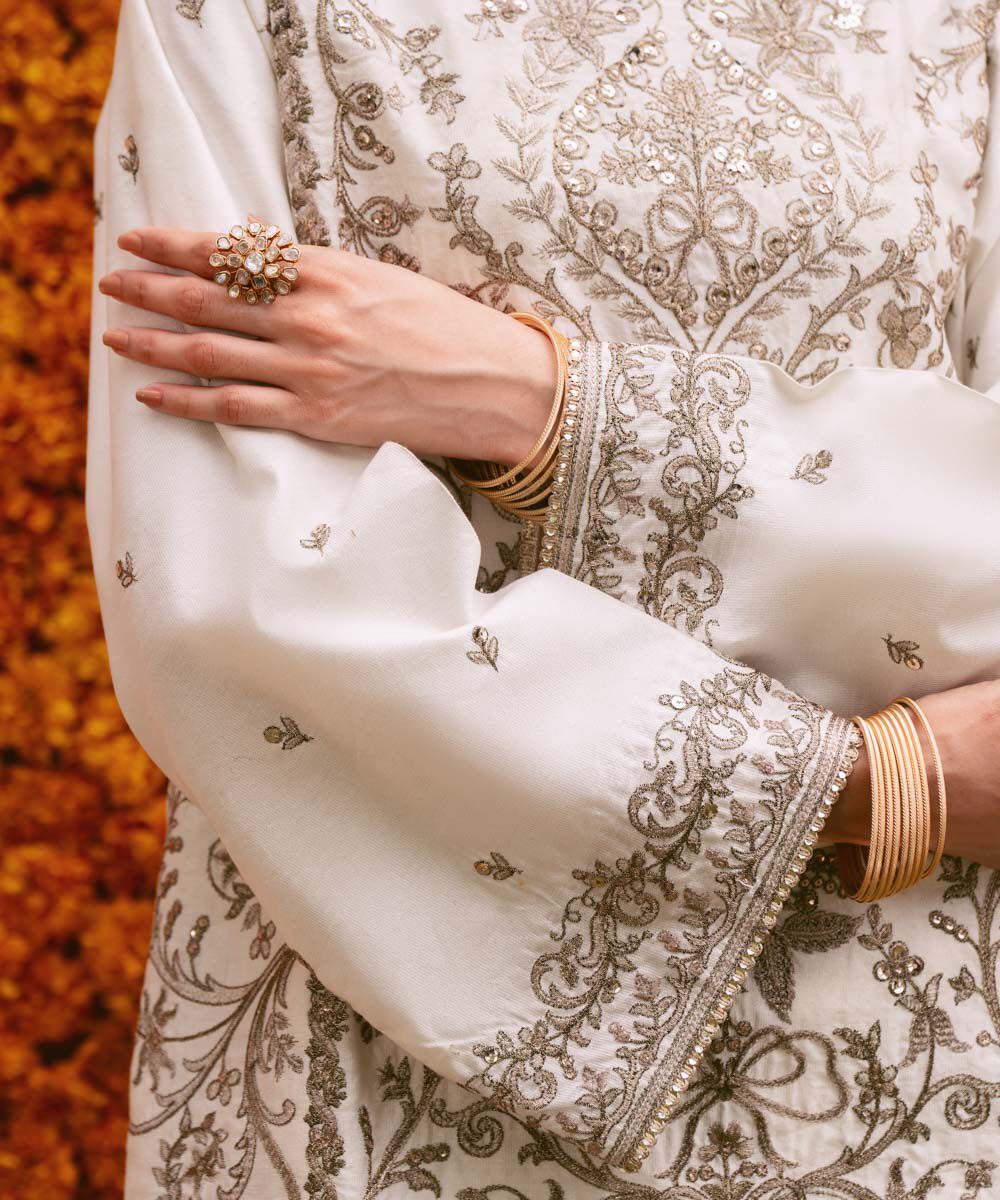 Sapphire Embroidered Raw Silk Suit