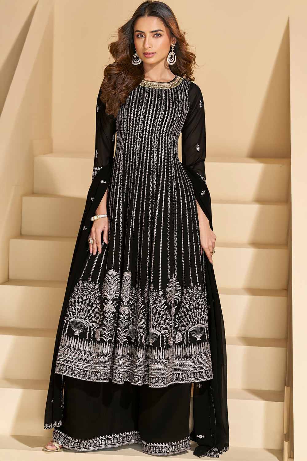 Indian Georgette Embroidered Palazzo Suit