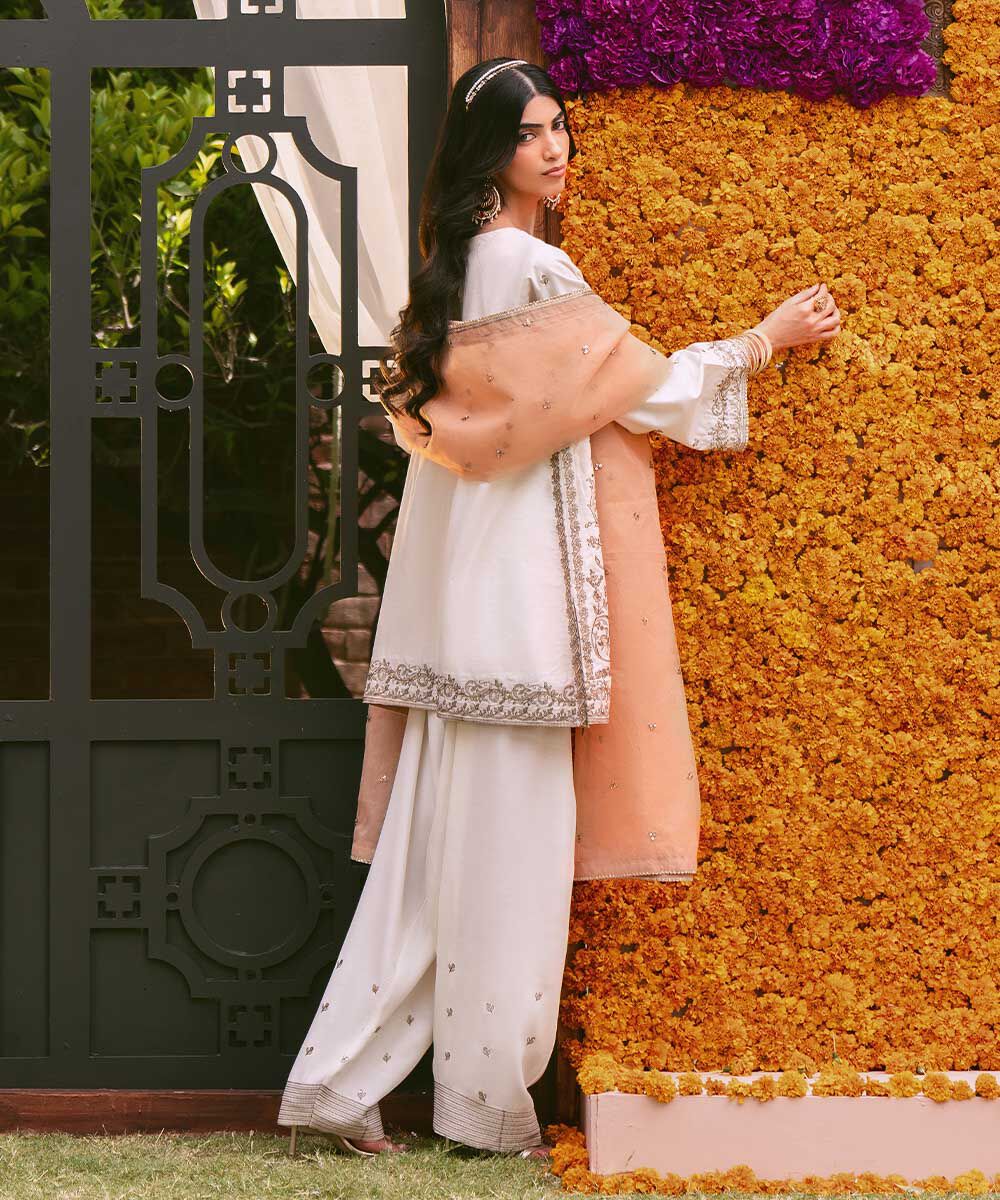 Sapphire Embroidered Raw Silk Suit