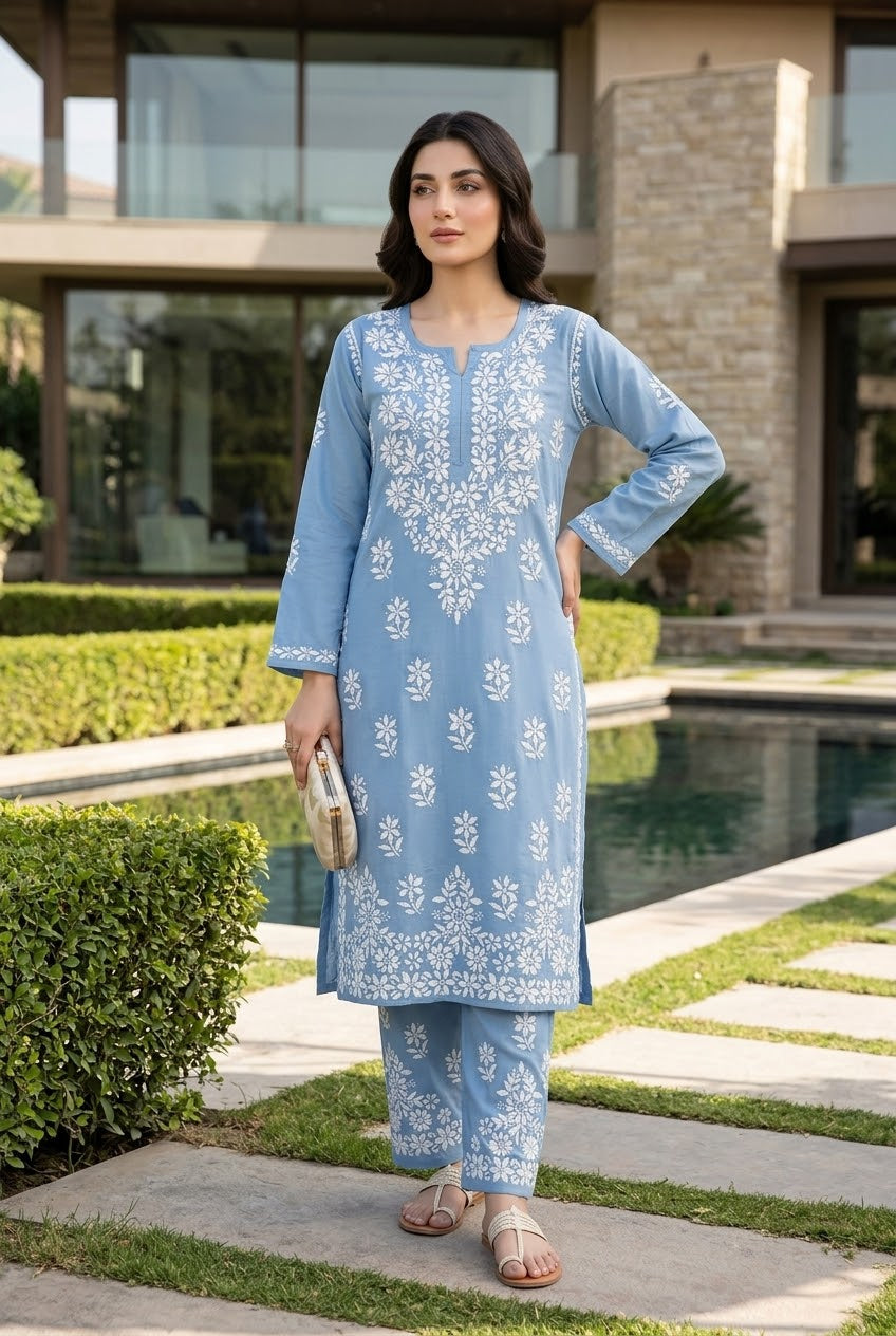 Lucknow 2pc Embroidered Co-Ord Set