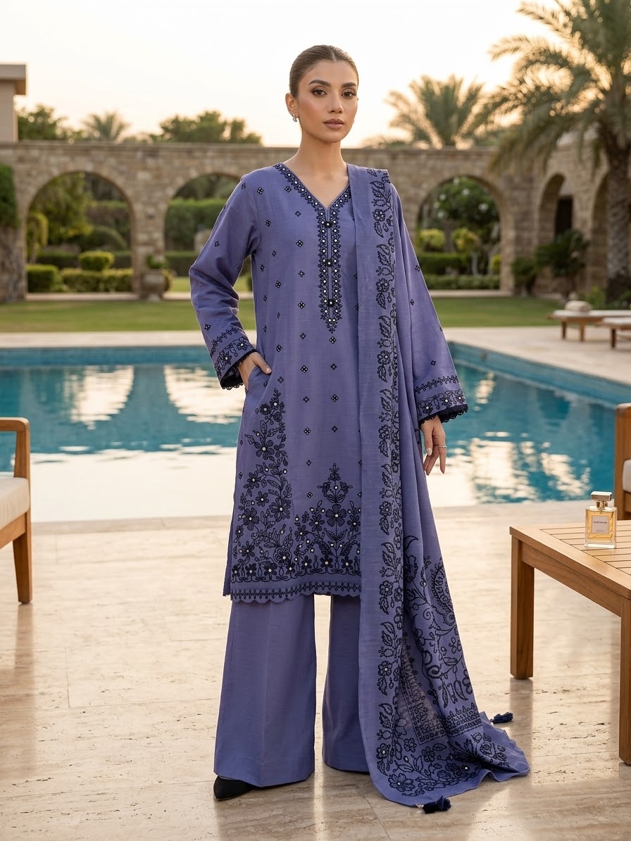 Sapphire Embroidered Premium Suit