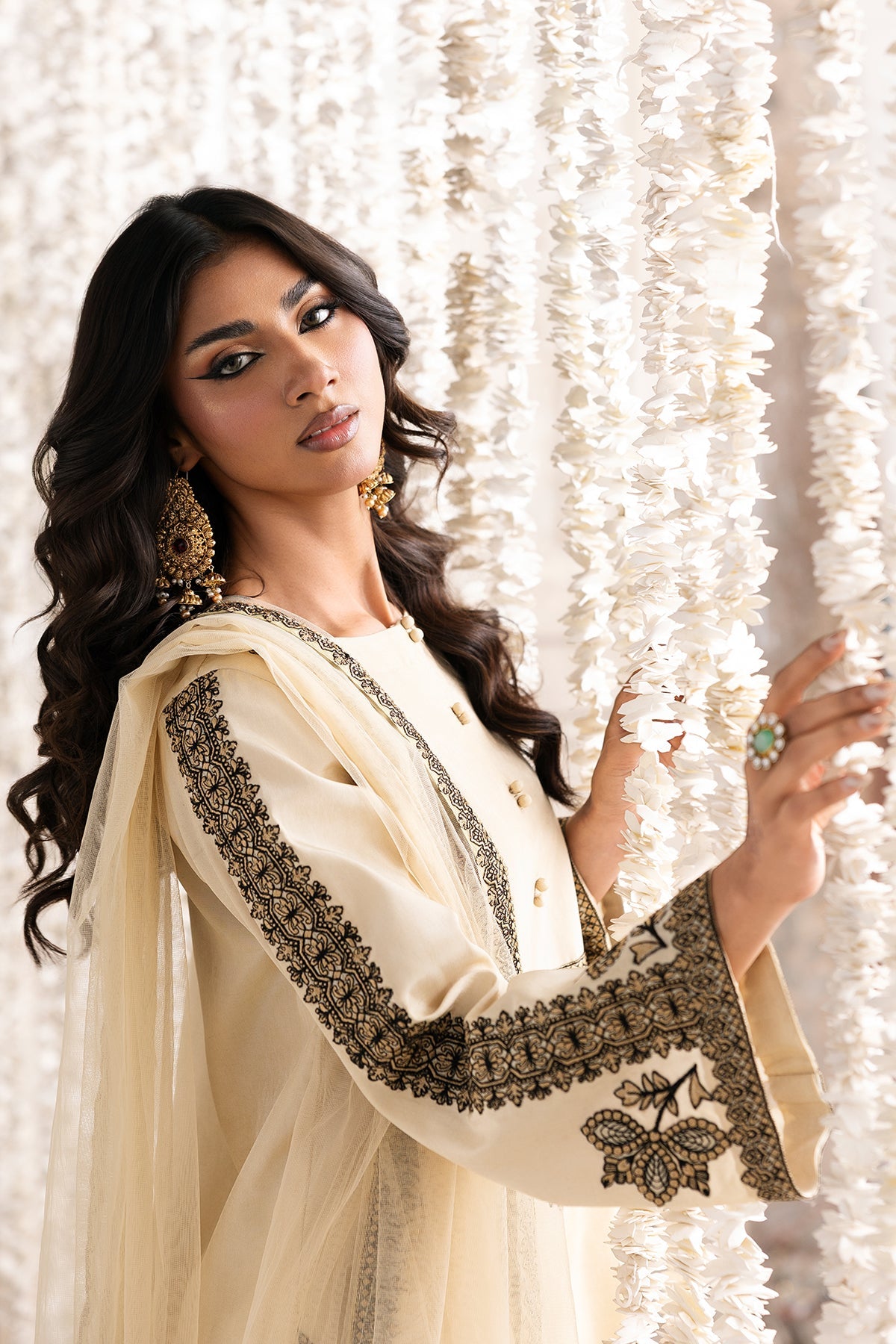 3-PC Embroidered Raw-Silk Suit By Charizma