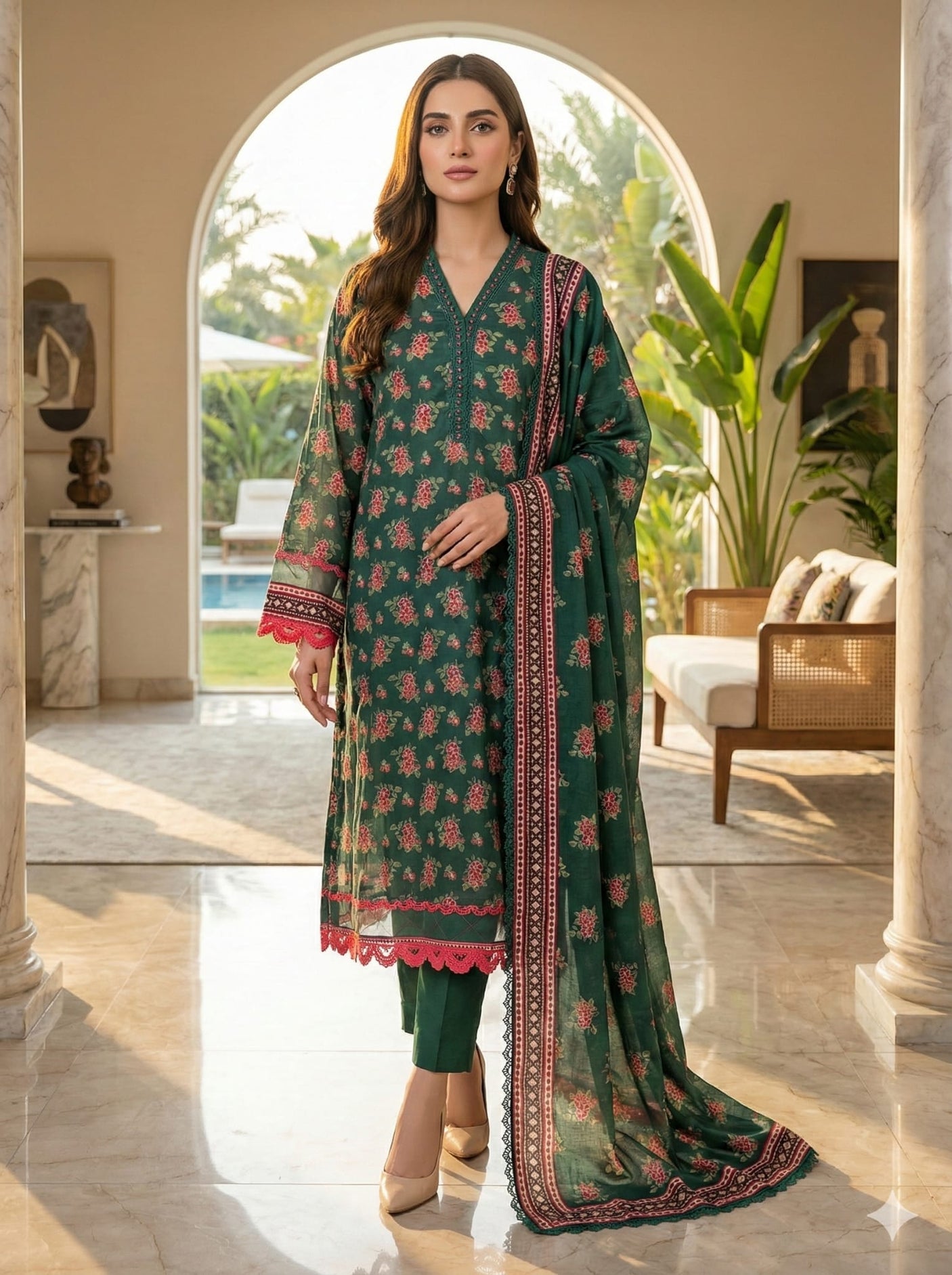 Mausummery Embroidered Lawn Suit