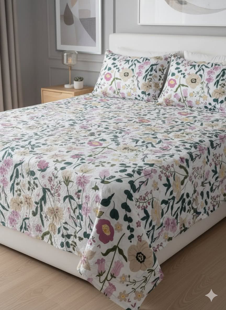 Pakistani King Size Bedcover with matching Pillow Covers