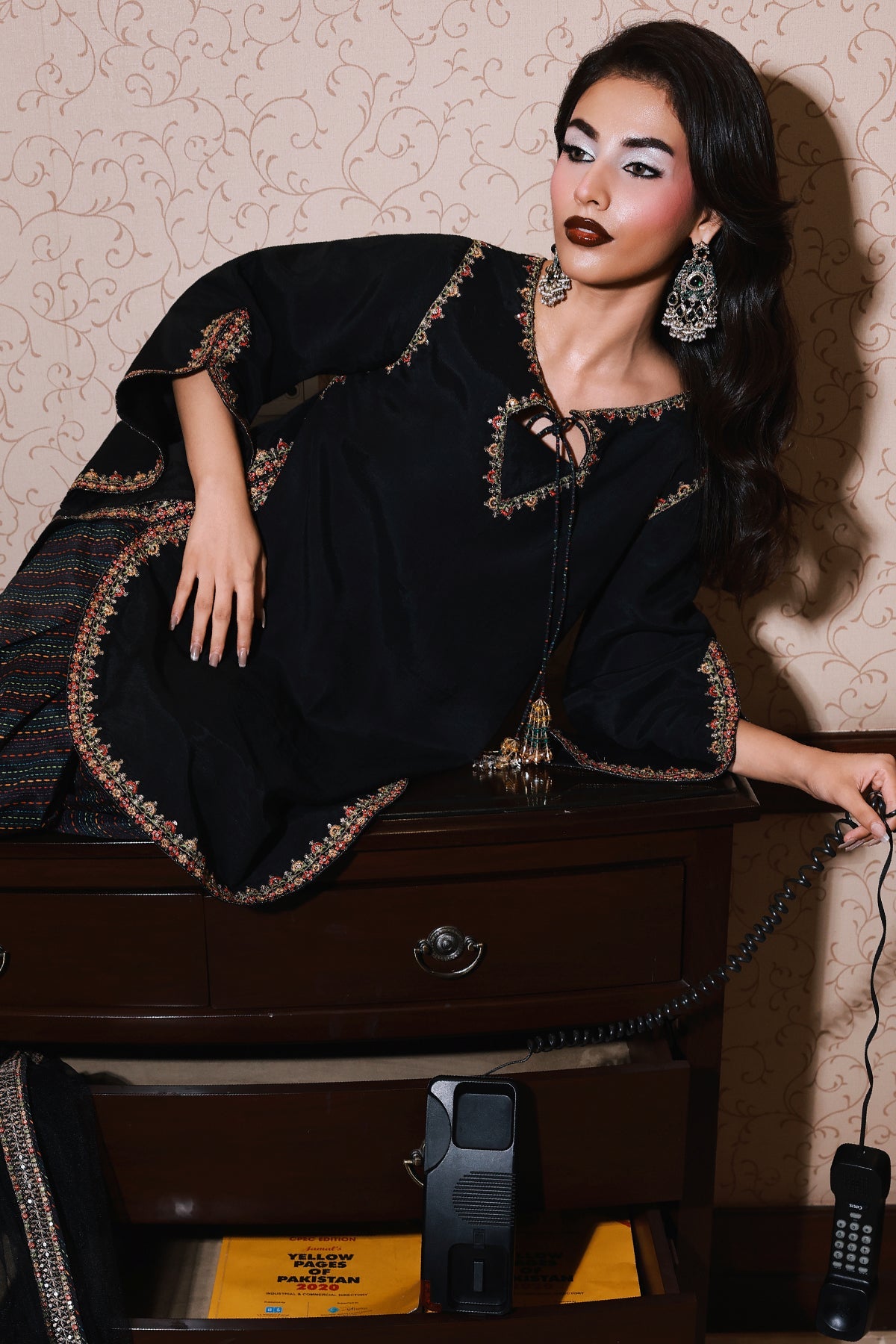 3-PC Embroidered Raw-Silk Suit by Charizma