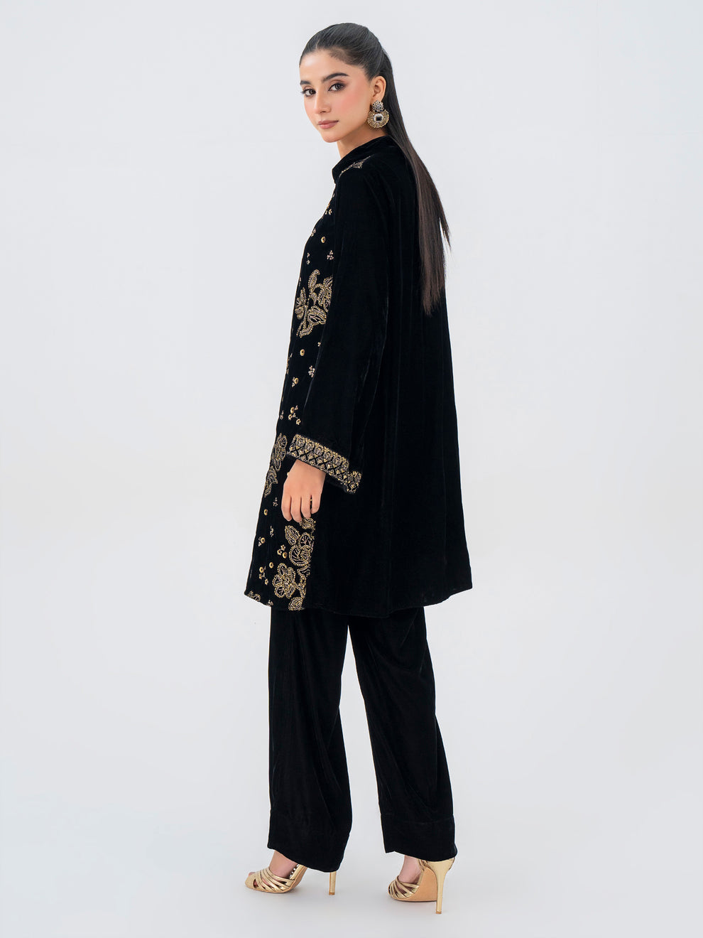 2 Piece Velvet Suit-Embroidered by LimeLight