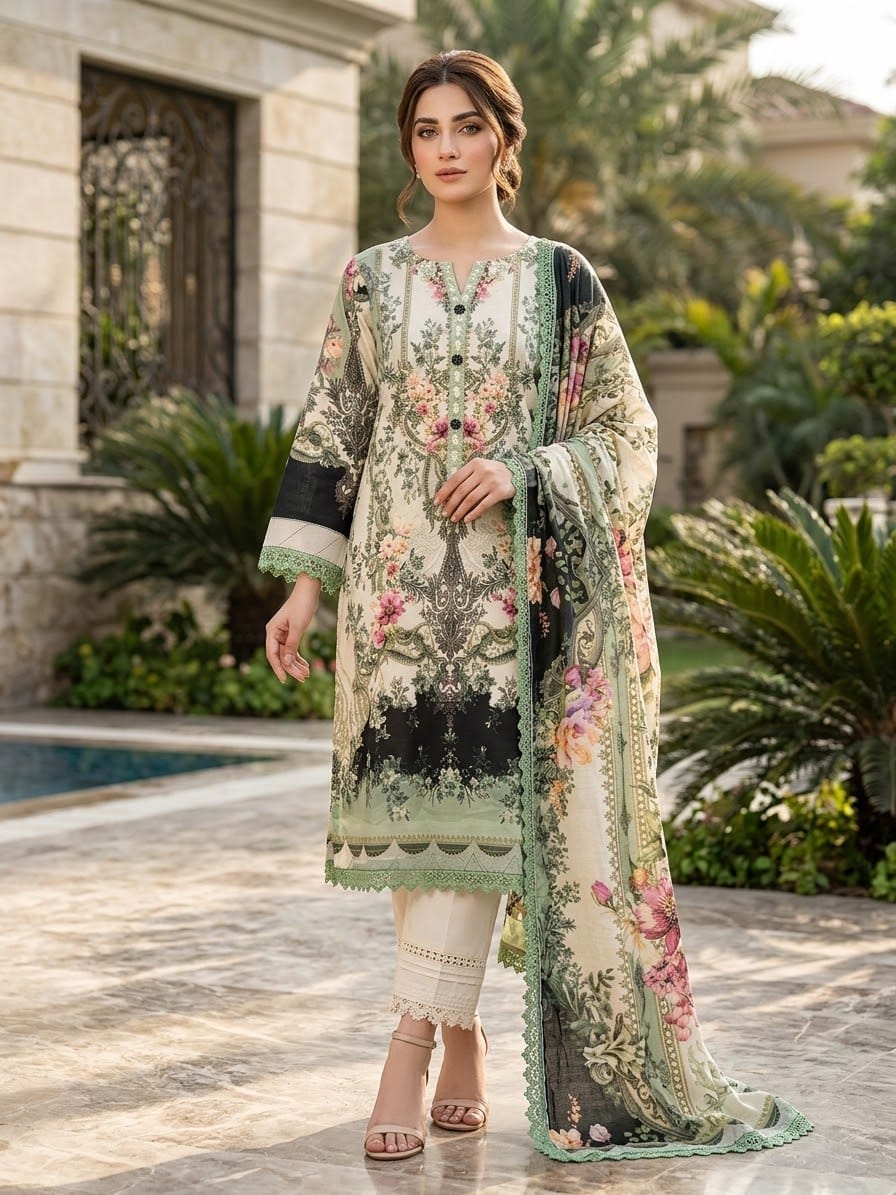 Jade Urbane Embroidered Lawn