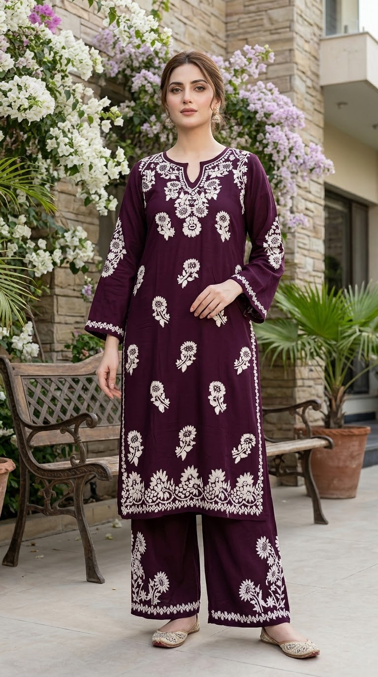 Lucknow 2pc Embroidered Co-Ord Set