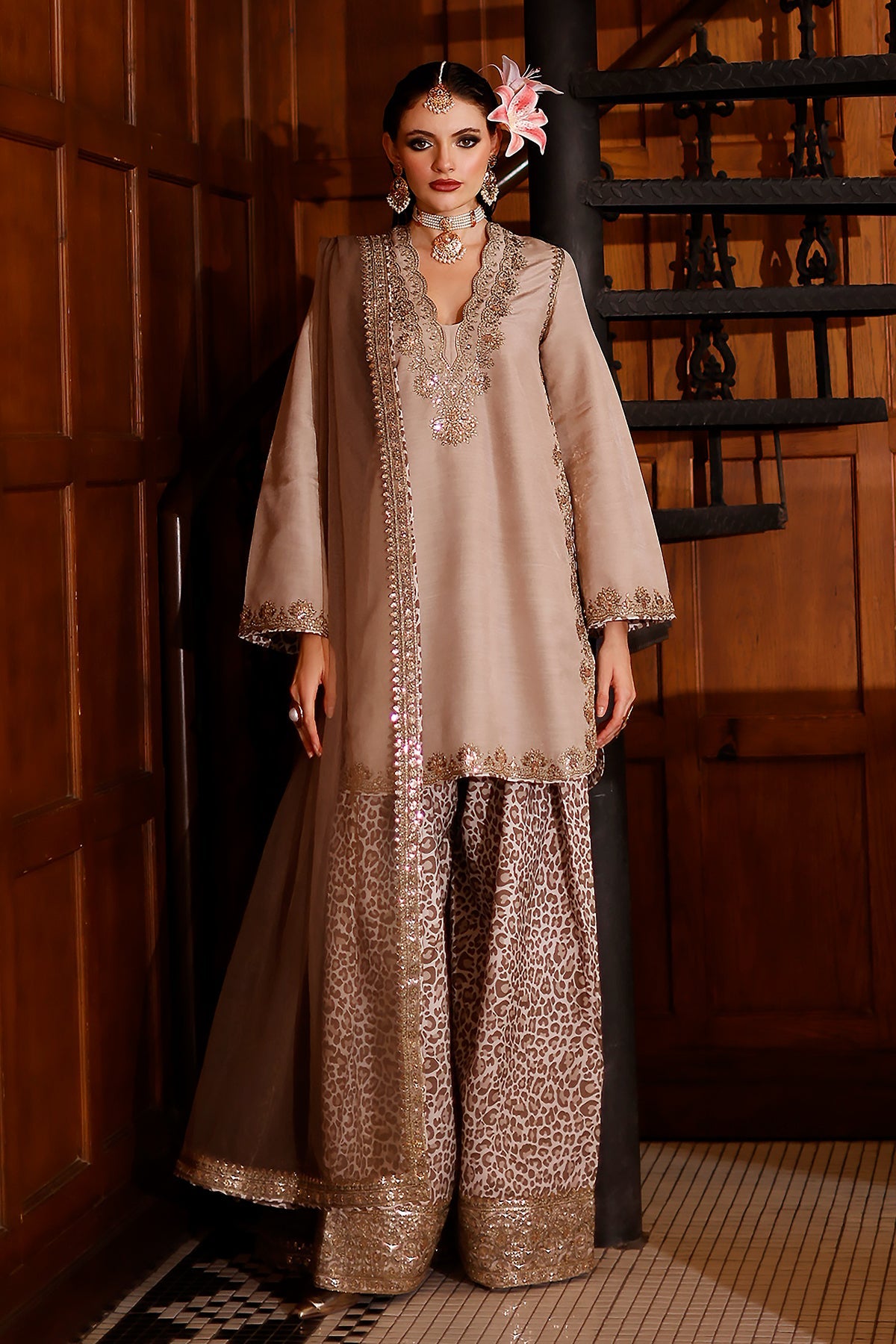 3-PC Embroidered Raw-Silk Suit By Charizma