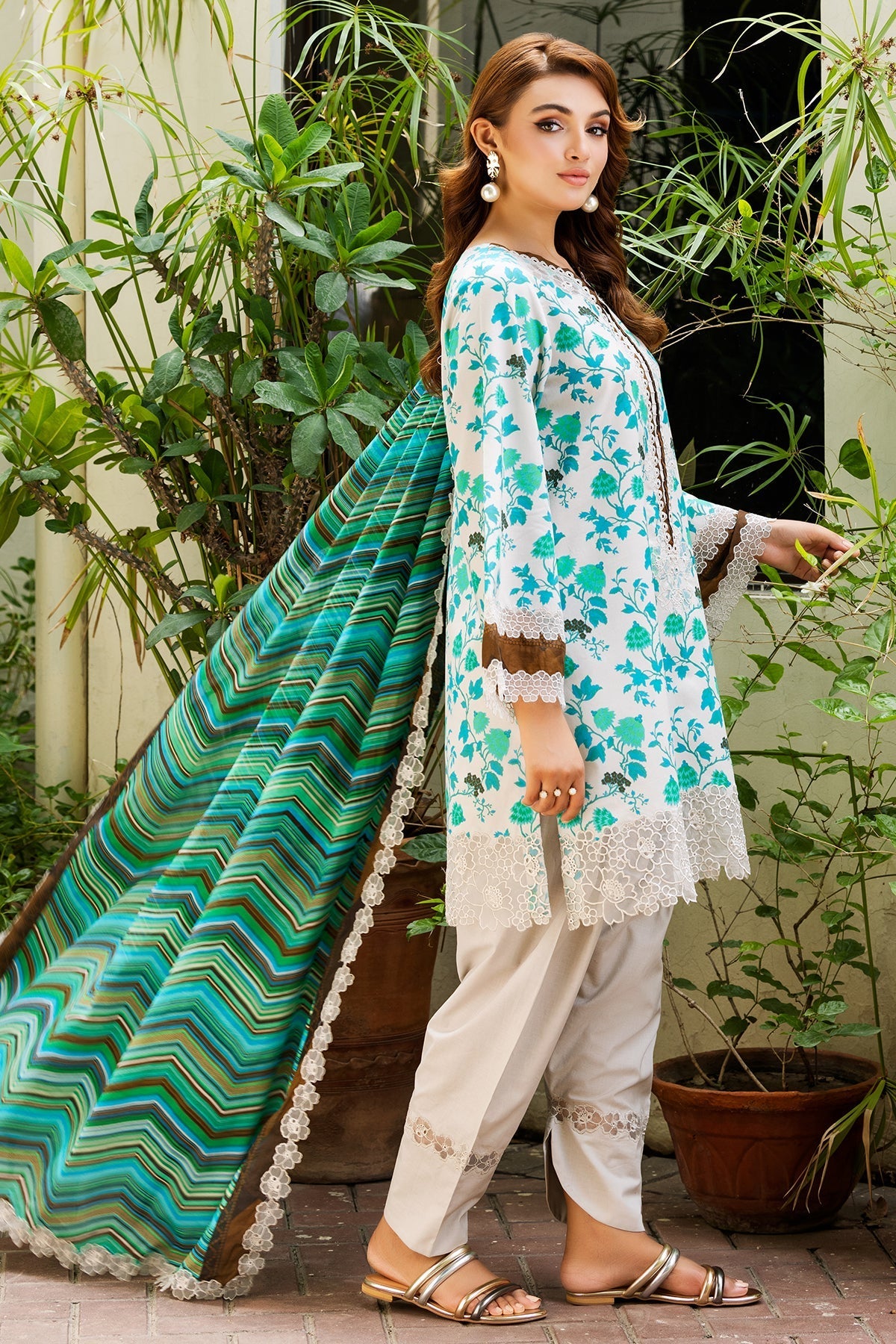 3-PC Embroidered Lawn Suit by Charizma