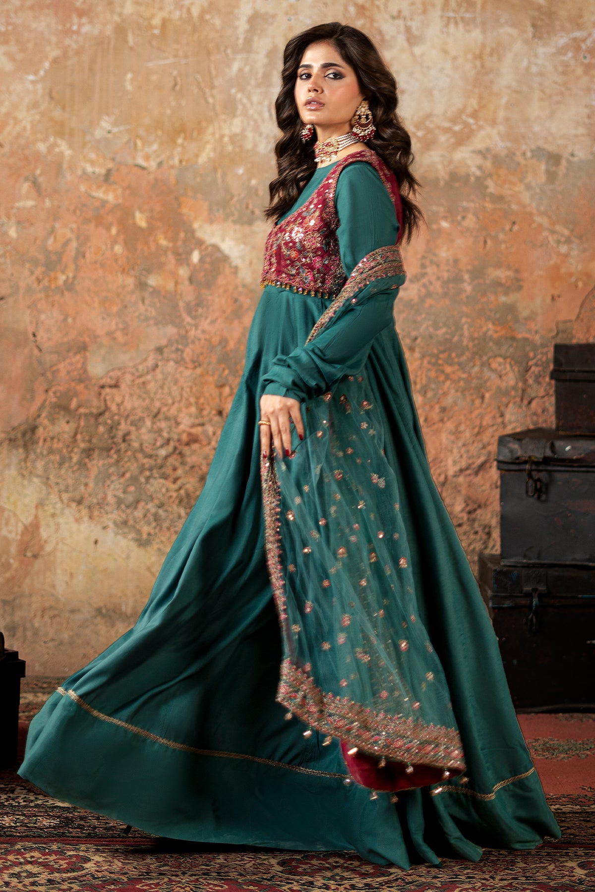 3-PC Embroidered Luxury Suit By Charizma