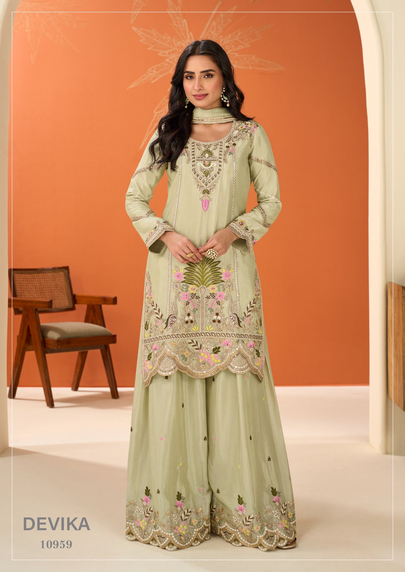 Premium Chinon Silk Sharara Suit
