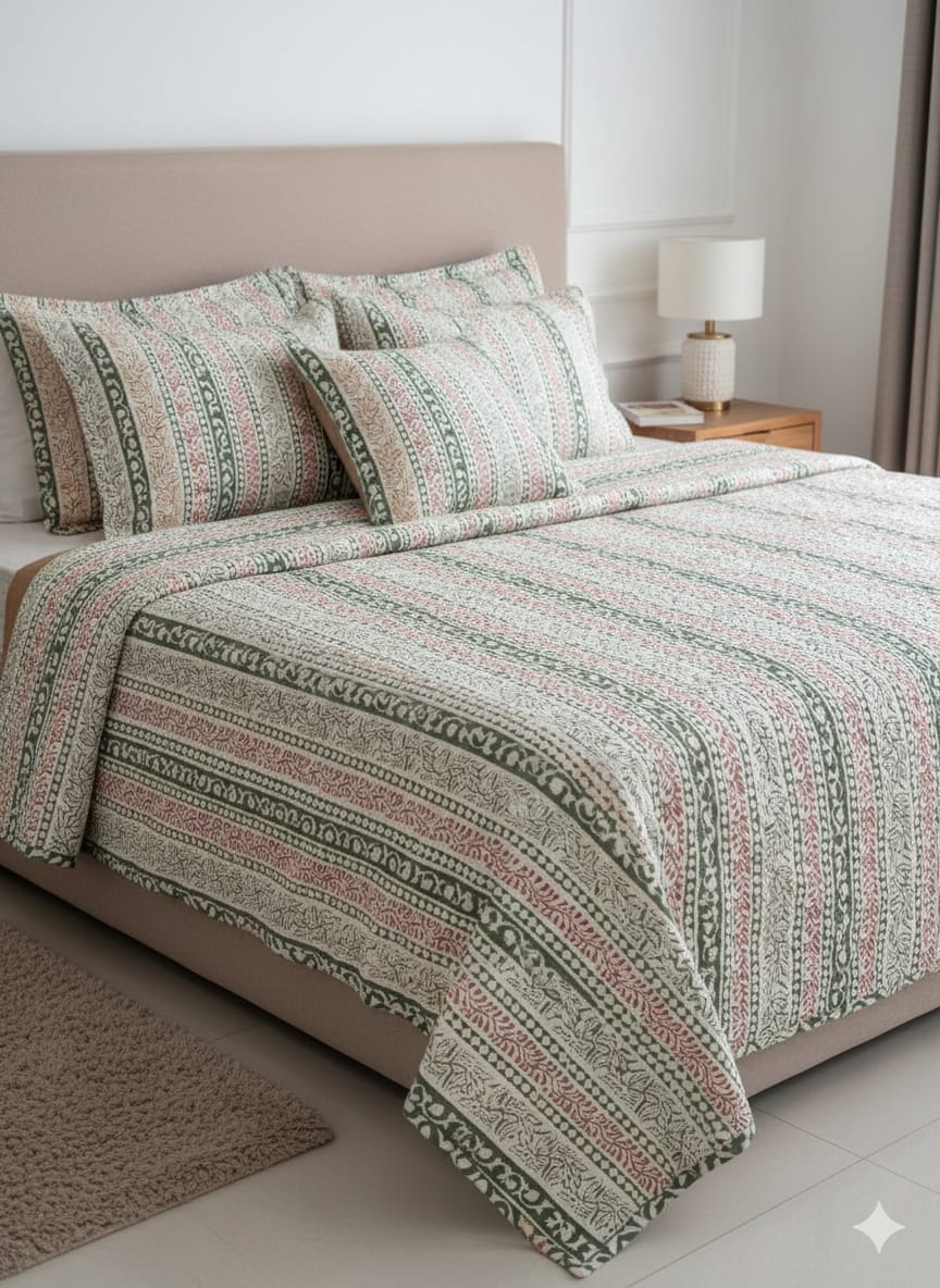 Pakistani King Size Bedcover with matching Pillow Covers