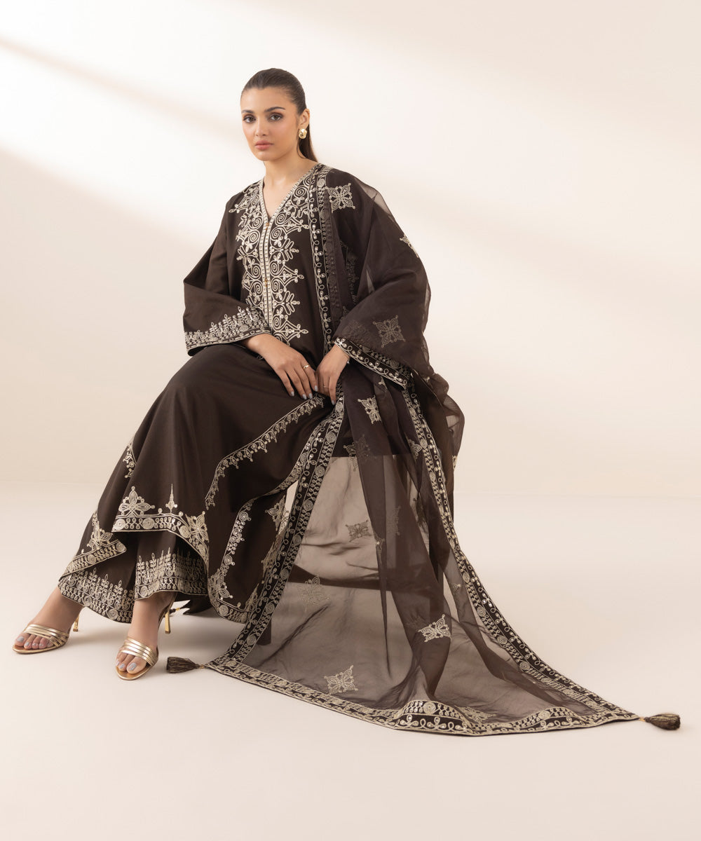 Sapphire Embroidered Raw Silk Suit