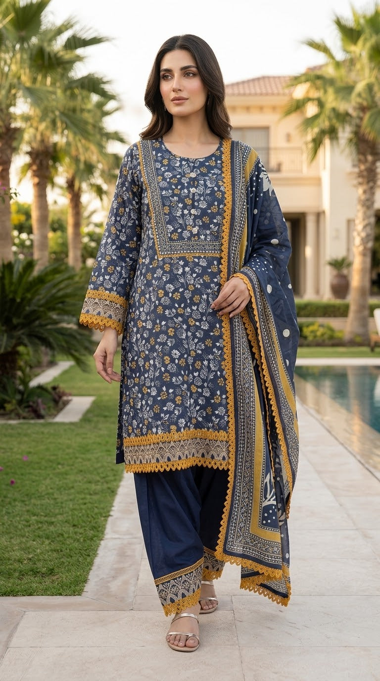 Luxury Premium Lawn With Farshi Salwer