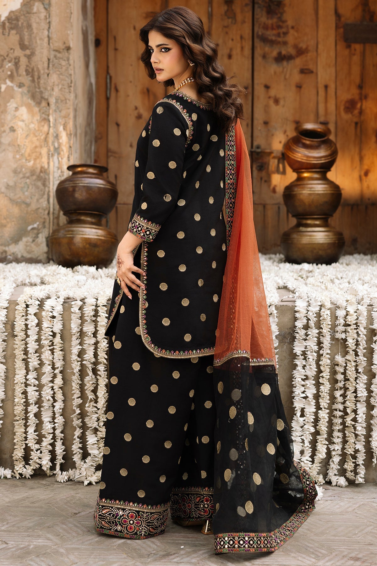 3-PC Embroidered Raw-Silk Suit By Charizma