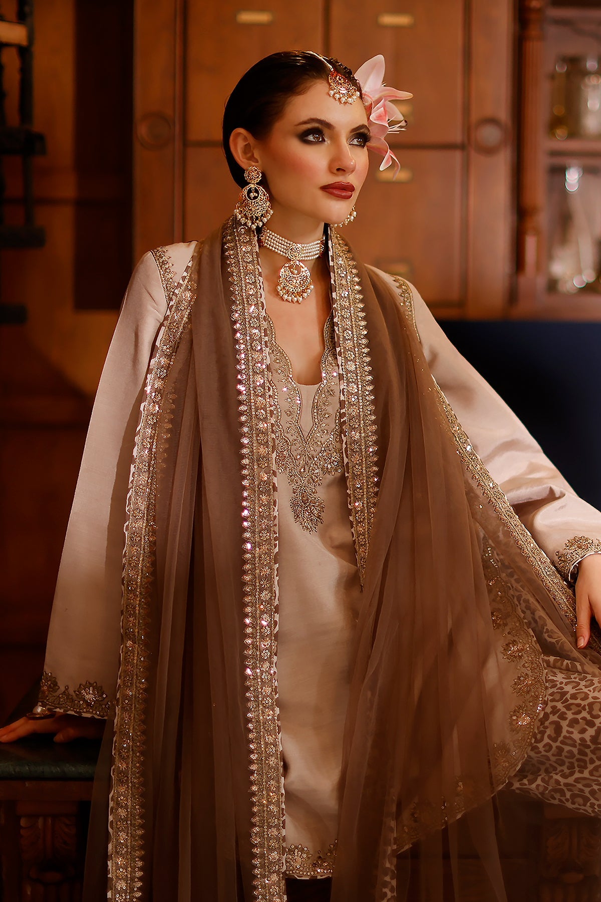 3-PC Embroidered Raw-Silk Suit By Charizma