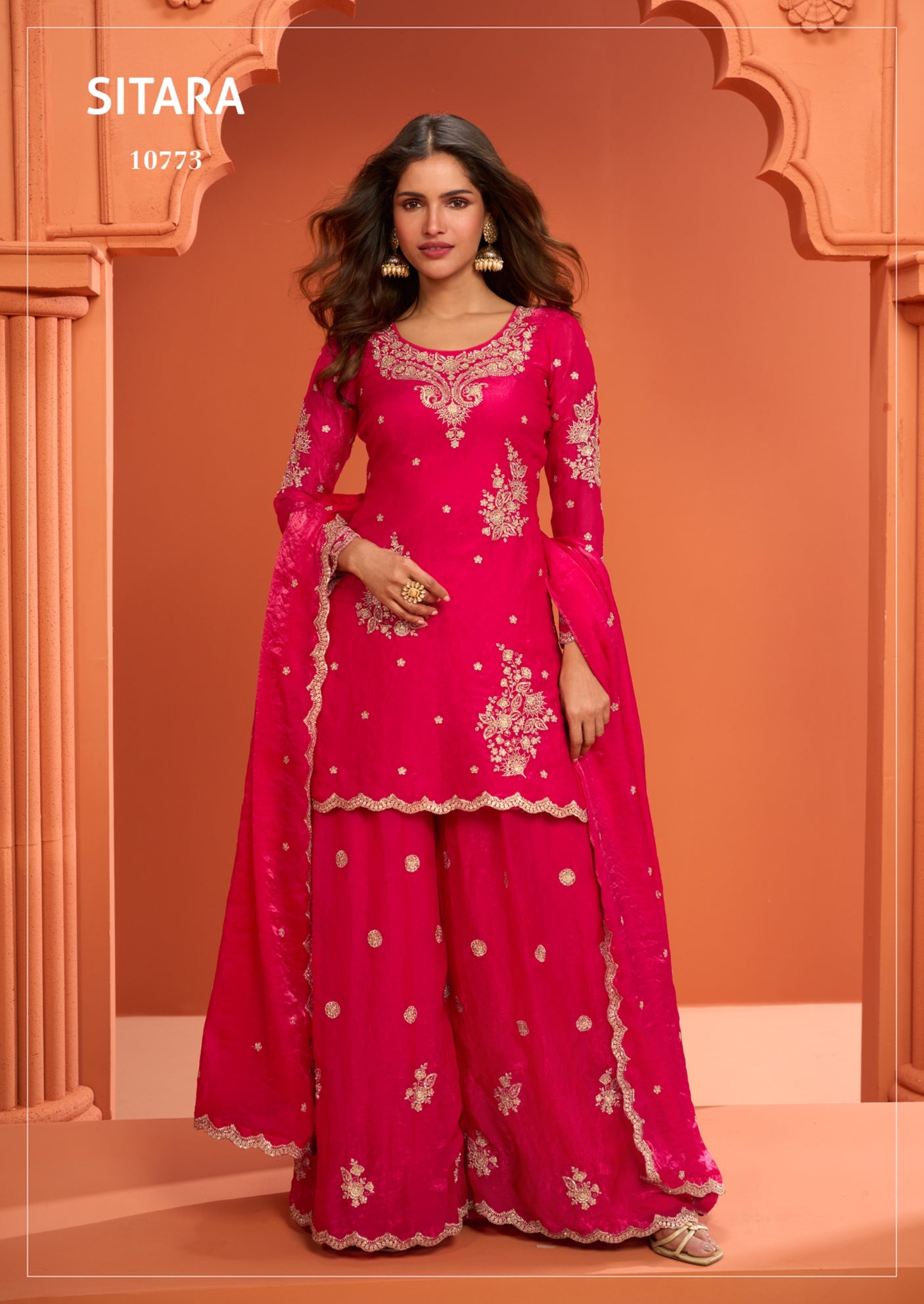 Indian Chinon Silk Sharara Suit