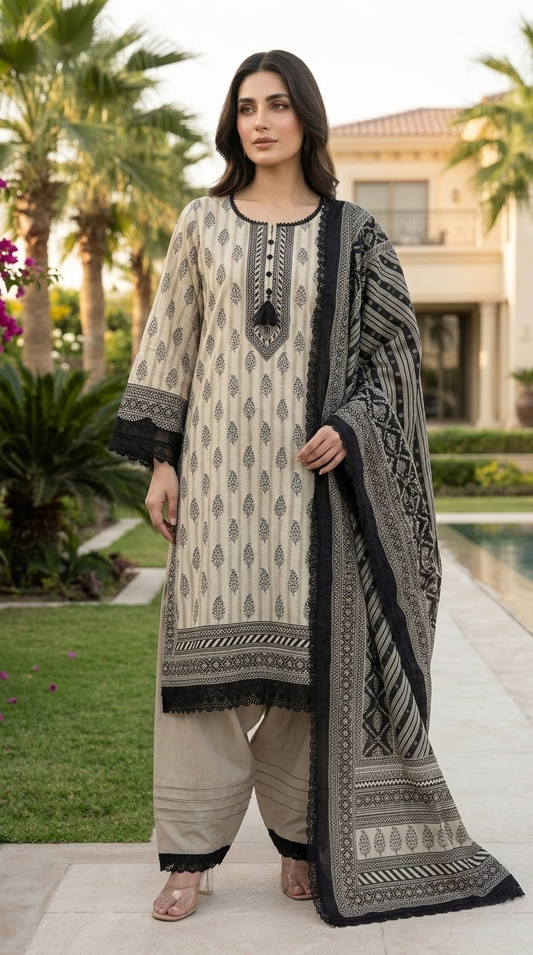 Luxury Premium Lawn With Farshi Salwer