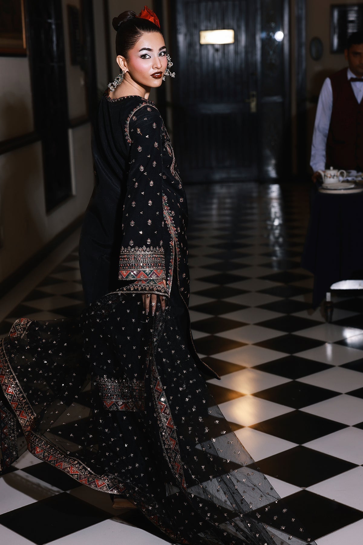 3-PC Embroidered Raw-Silk Suit by Charizma