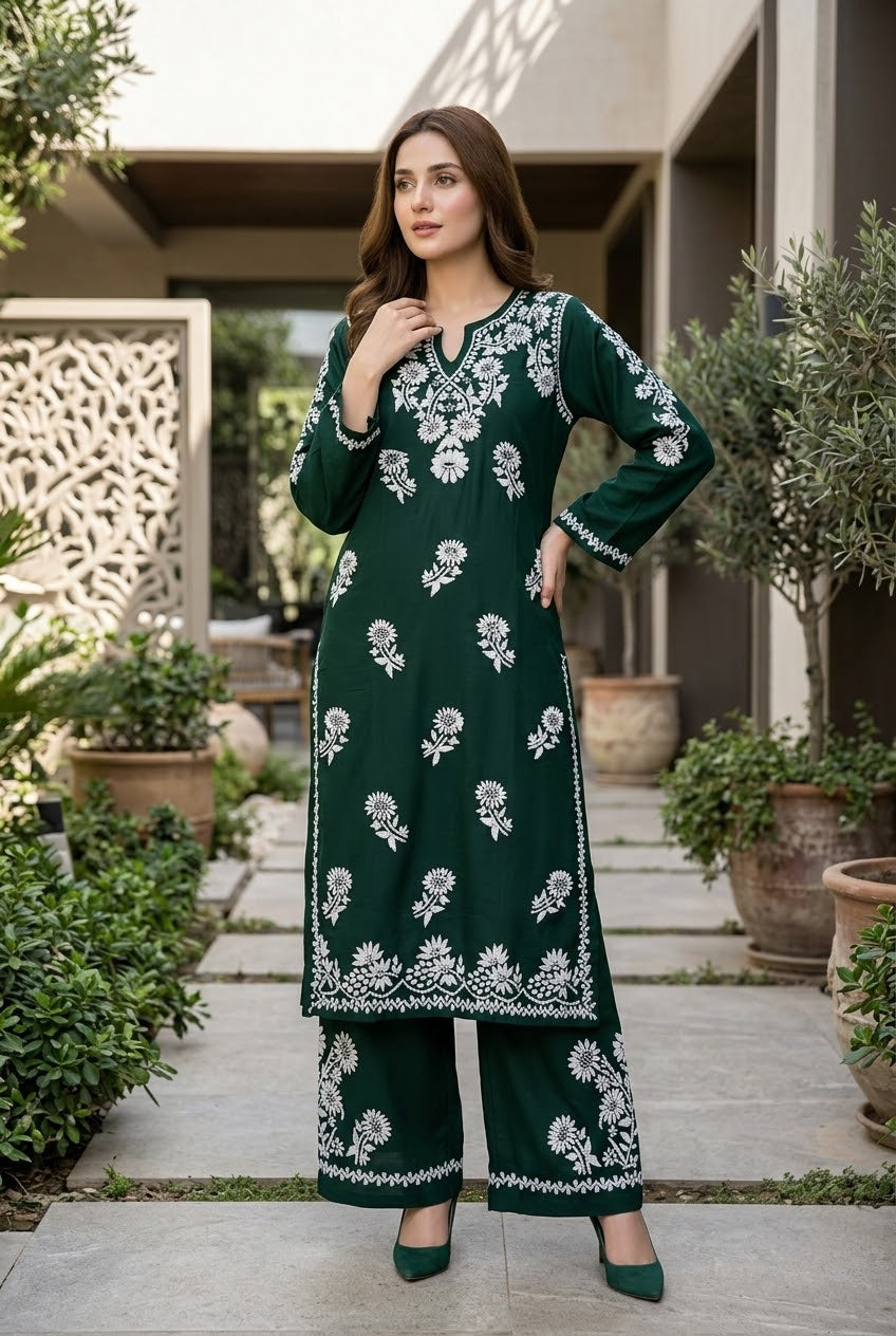 Lucknow 2pc Embroidered Co-Ord Set