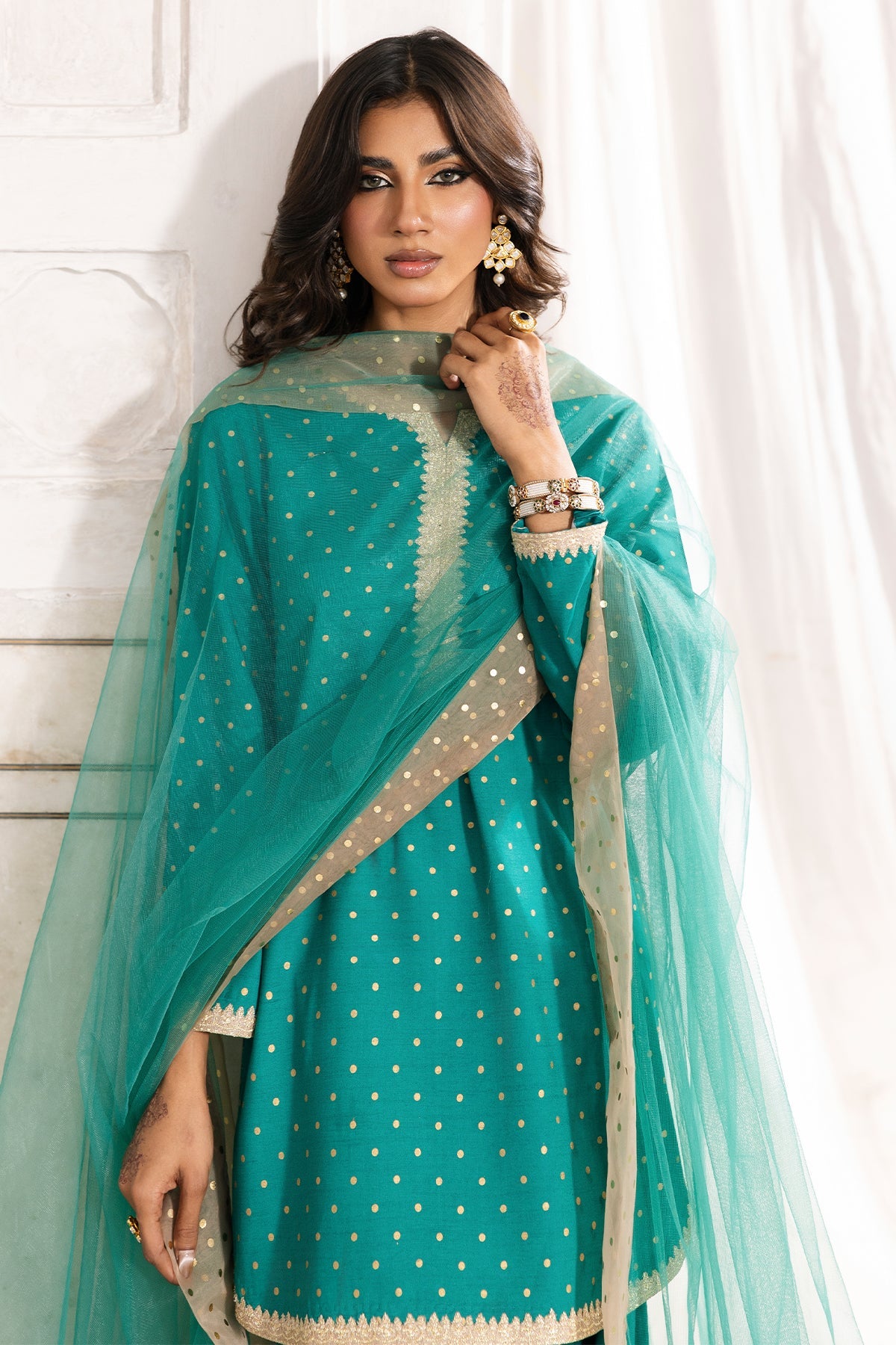 3-PC Embroidered Raw-Silk Suit By Charizma