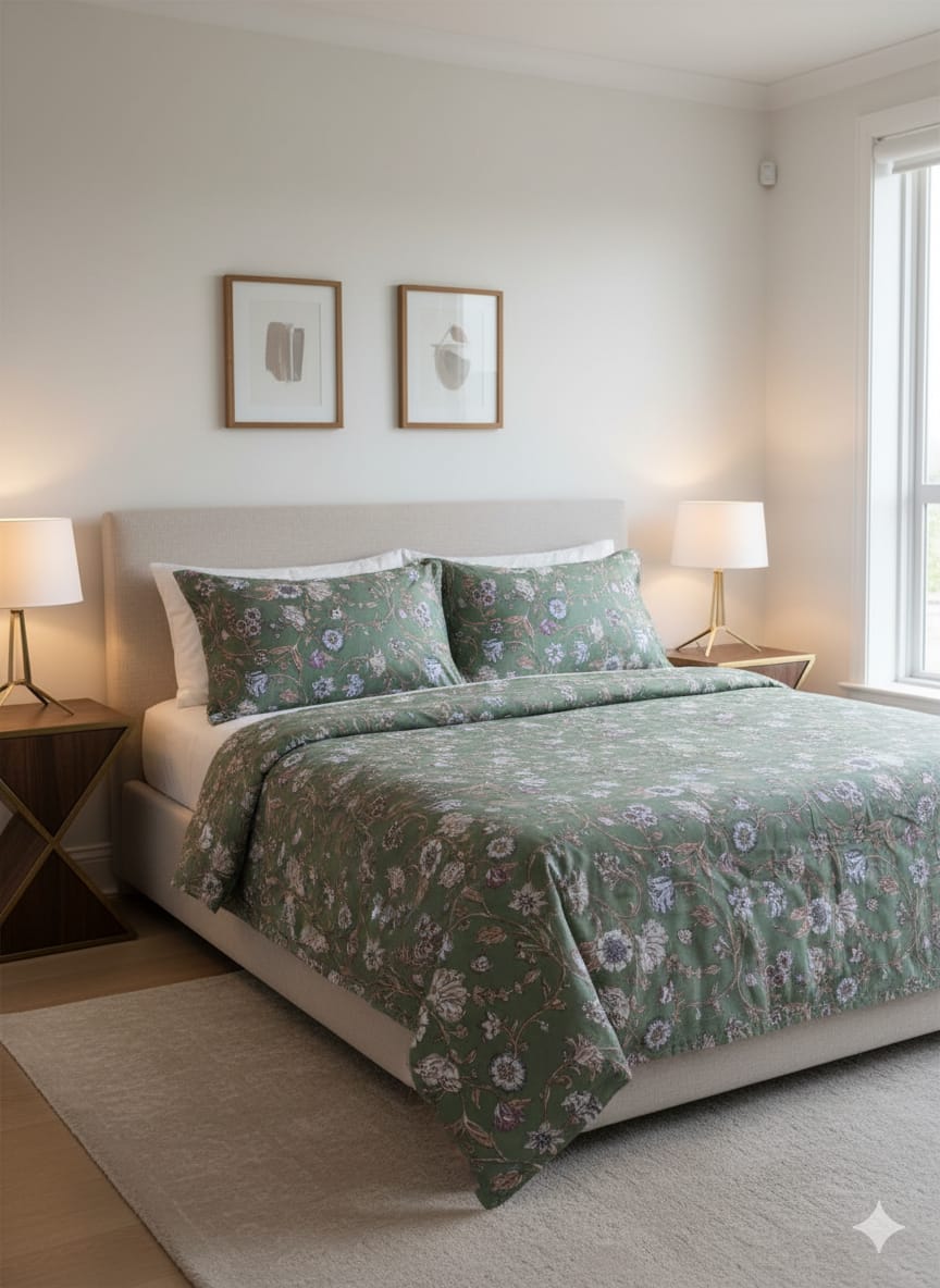 Pakistani King Size Bedcover with matching Pillow Covers