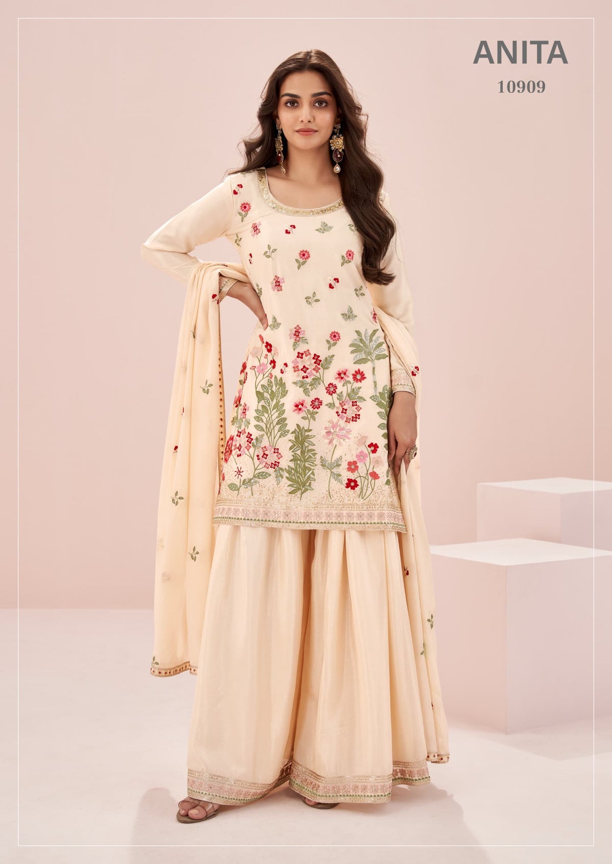 Indian Chinon Silk Sharara Suit
