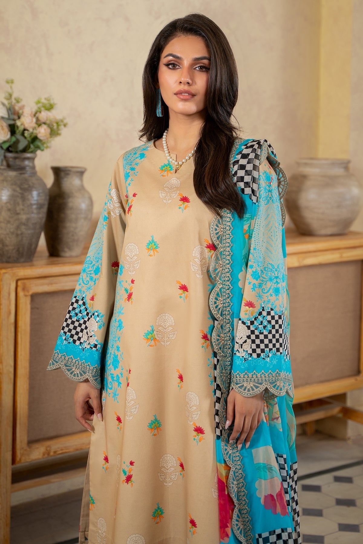 3-PC Embroidered Lawn Suit By Charizma