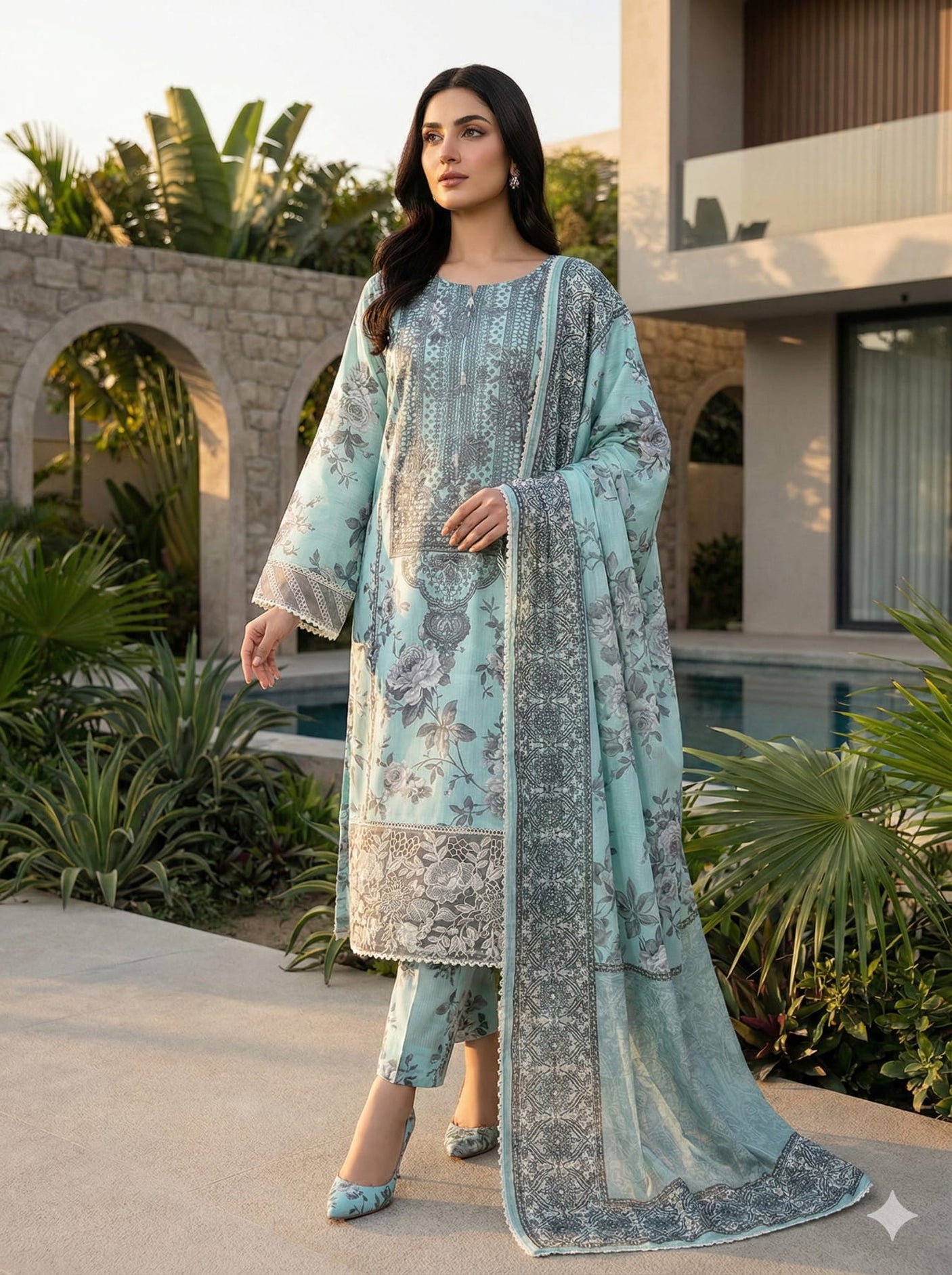 Luxury Embroidered lawn Ready To Ship